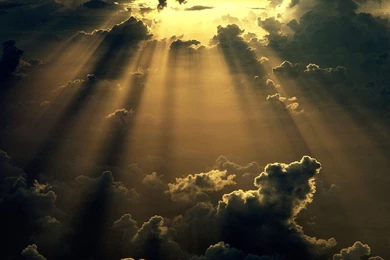 Sun, Through, Clouds, Shining, Wallpapers, Nature, Art (