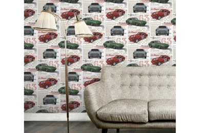 Fine Decor Vintage Race Cars Kids Bedroom Wallpapers Red / Green ...