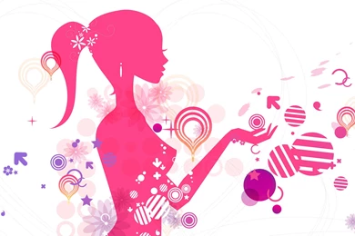 Download Wallpapers 3840x2160 Girl, Silhouette, Pink, Circles ...