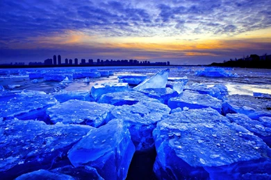 Blue Ice At Dawn Winter Wallpapers