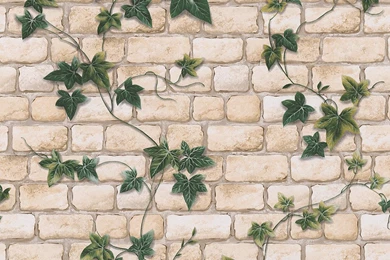 AS Creation White Brick Pattern Ivy Motif Textured Wallpapers 980434