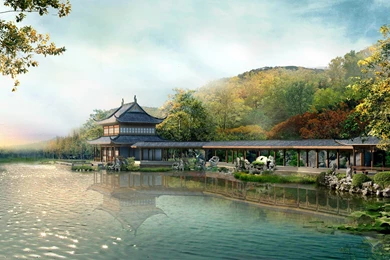 Download Desktop Wallpapers Japanese House With A Gazebo On The Lake