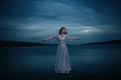Lonely Girl, Lake, White Dress, Night Wallpaper,Lonely HD ...