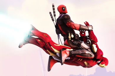 Funny Deadpool Riding Iron Man HD Wallpapers