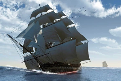 Sailboats: Tall Sailing Boat Blue Ocean White Sails Sky Water ...