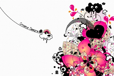 Pink Black Flower Heart Cloud Wallpapers