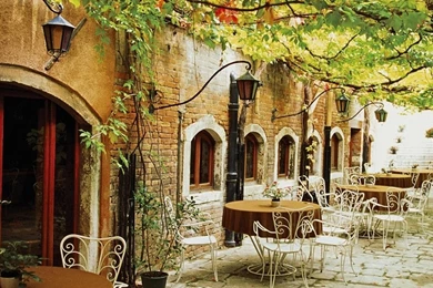 Download Wallpapers 2560x1024 Cafe, Autumn, Coffee Tables, Night ...