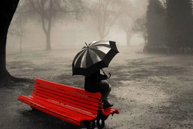 Girls Fog Selective Coloring Umbrellas Wallpapers   (