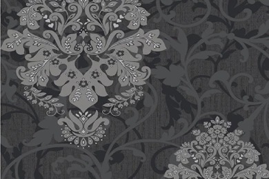 CWV Crown Arabesque Damask Textured Embossed Wallpapers Black M0552