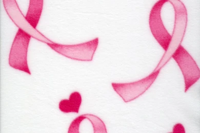 Anti Pill Fleece Fabric Pink Ribbons On White