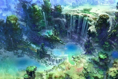 Trees Fantasy Art Artwork Lakes Waterfalls Lagoon Wallpapers