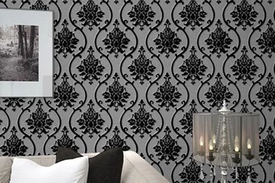 Aliexpress.com : Buy Black Velvet Wallpapers Luxury Flock DAMASK ...