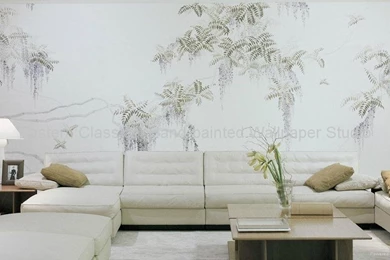 Hand Painted Chinese Art Paper Wallpapers Silk Wall Covering   EC ...