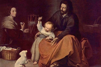 Holy Family With The Birdies , Murillo Bartolomé Wallpapers