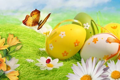 Wallpapers Eastern Easter Yellow Green Holidays 1920x1080 ...
