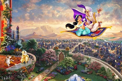 1366x768 Thomas Kinkade, Painting, Aladdin, Thomas Kinkade Studios ...