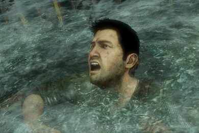Uncharted 3 Wallpapers Drake Drowning In Water