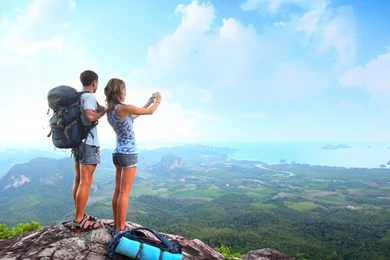 Download Wallpapers 1920x1080 Couple, Mountain, Peak, Travel Full ...