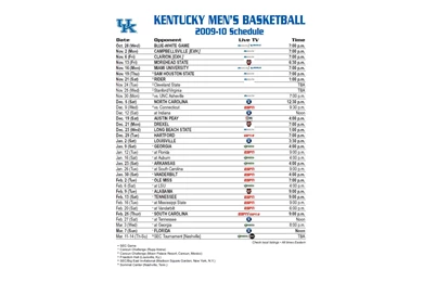 Wallpaper: 2009 2010 Kentucky Basketball Schedule For Your Desktop