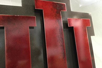 Indiana University Logo Vintage Red On Vintage Black   Hex Head Art