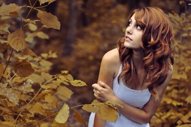 Girl In The Autumn Park Wallpapers