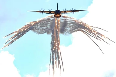 Lockheed AC 130 Leaving Behind Flare “Angels Of Death”.