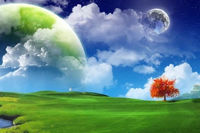 Wallpapers Fantasy World Earth Moon Space X Hd 1366x786