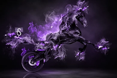 Wallpapers Fantasy Horse Fire Violet Moto Smoke Plastic Hd Design ...