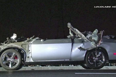 Roof Of Car Cut Off When It Collides With Big Rig On 605 Freeway ...