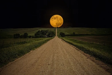 Full Moon At The End Of The Road High Resolution Wallpapers For ...