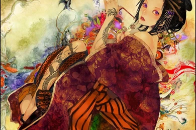 Wallpapers Anime Kimono Geisha Girl Smoking 800x600