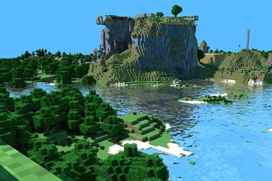 Wallpapers Minecraft Pokemon Water Mountains Forest Copyright ...