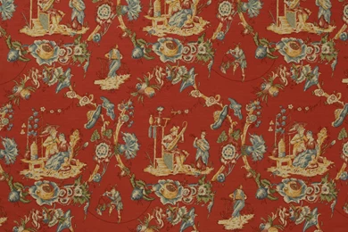 Cathay Toile Lacquer Red : Marvic Textiles