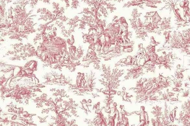 Red Floral Toile Wallpapers   Kitchen Bathroom Wallpapers