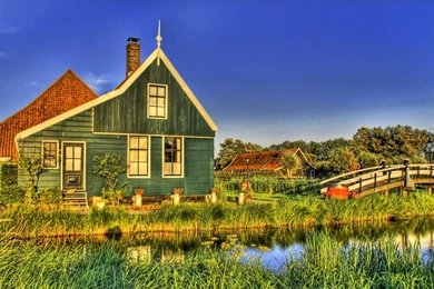Download Wallpapers 1920x1080 House, Grass, Bridge, Country Full HD ...