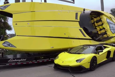 Lamborghini Aventador And Lamborghini Speedboat Wallpapers