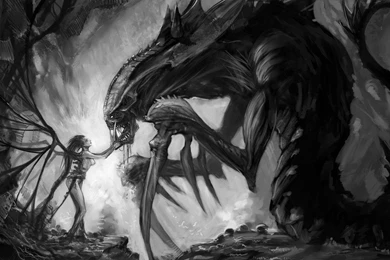 Video Games Zerg Hydralisk Monochrome Artwork Sarah Kerrigan