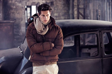 Man Car Black Jacket Model Winter
