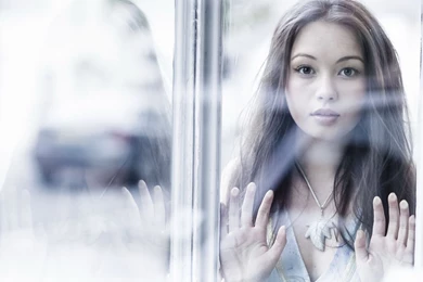 Beautiful Girl Looking Through The Window Backgrounds Wallpapers By ...