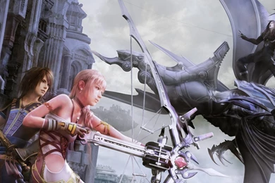 Download Wallpapers 2560x1024 Final Fantasy Xiii 2, Girl, Bow, Bird ...