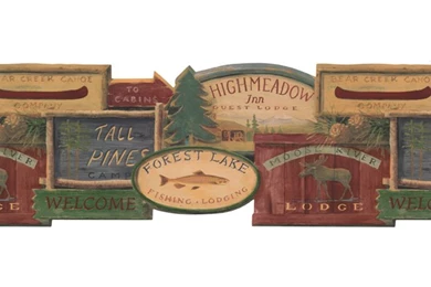 Rustic Lodge Signs Wallpapers Border