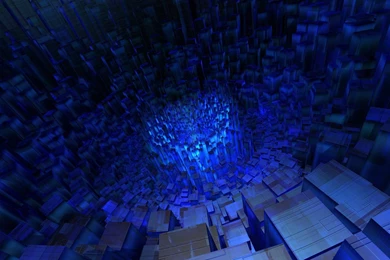 3D Blue Cube Tunnel Wallpapers