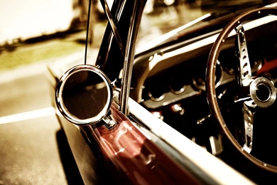 Vintage Car, Steering Wheel, Inside   HD Wallpapers