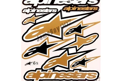 MRS0008   GOLD ALPINESTARS STICKERS DECALS SHEET MOTO CAR RACING ...