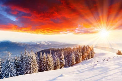 Snow Scene Wallpapers Sunset   Wallpapers