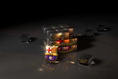 3D Barcelona FC Logo Cubic Glass HD Wallpapers