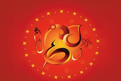 Awesome Art Of God Ganesha In Red Backgrounds