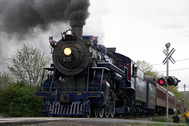 Railroad Tracks Steam Engine Locomotive