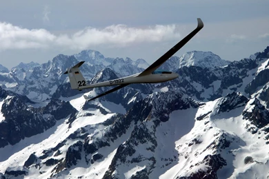Glider Sailplane Over Mountains