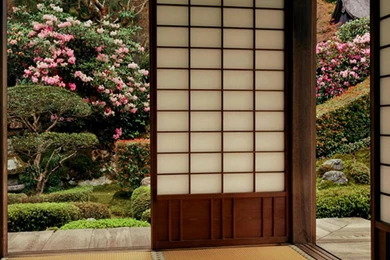 JAPANESE ROOM IN GARDEN WALLPAPER   (